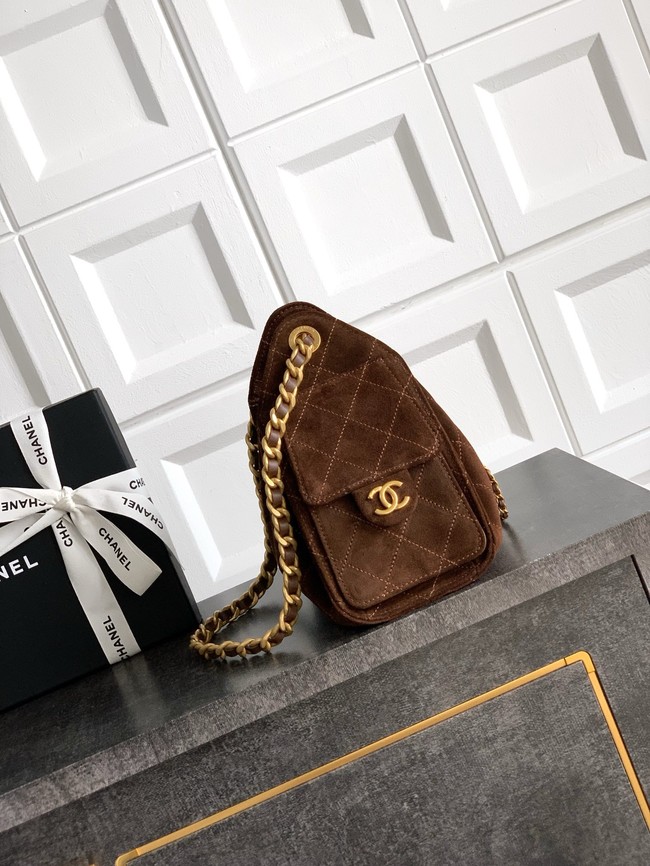 CHANEL 25 MINI HANDBAG Suede AS5631 dark brown