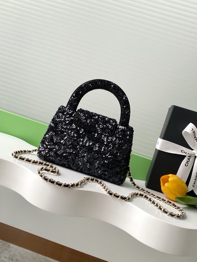 Chanel MINI SHOPPING BAG Fringed Sequins AS4416 black