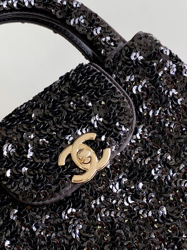 Chanel MINI SHOPPING BAG Fringed Sequins AS4416 black