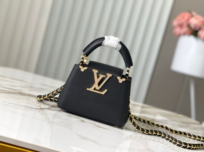 Louis Vuitton Capucines nano M24583 black&Crystal