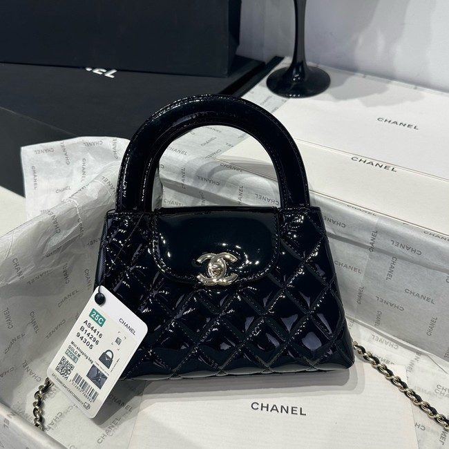 Chanel MINI SHOPPING BAG Patent leather AS4416 black