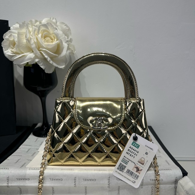 Chanel MINI SHOPPING BAG Patent leather AS4416 gold