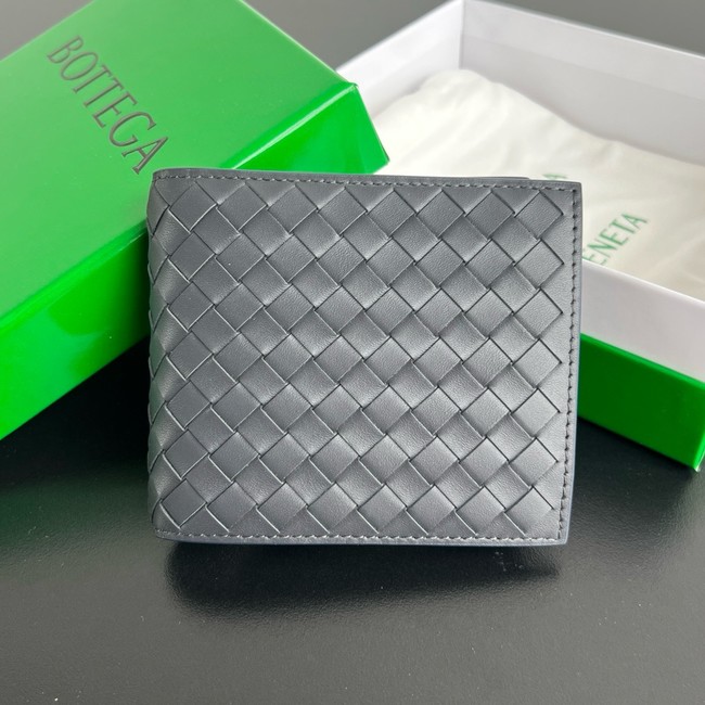 Bottega Veneta Intrecciato Bi-Fold Wallet With Coin Purse 749412 gray