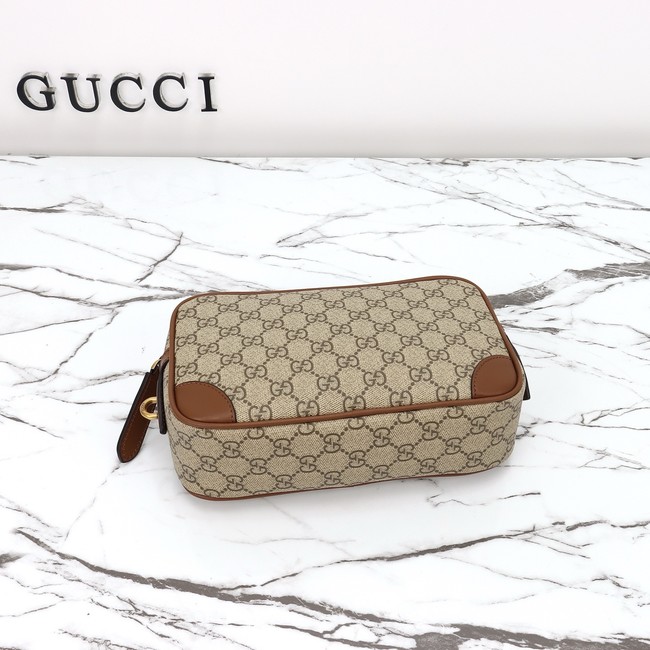 GUCCI Supreme canvas Clutche 821164 brown
