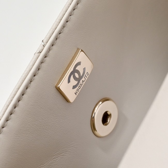 Chanel MINI FLAP BAG CLUTCH WITH CHAIN Gold-Tone Metal AS4591 Beige