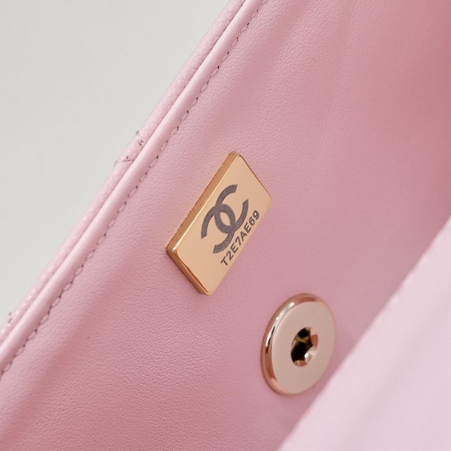 Chanel MINI FLAP BAG CLUTCH WITH CHAIN Gold-Tone Metal AS4591 pink