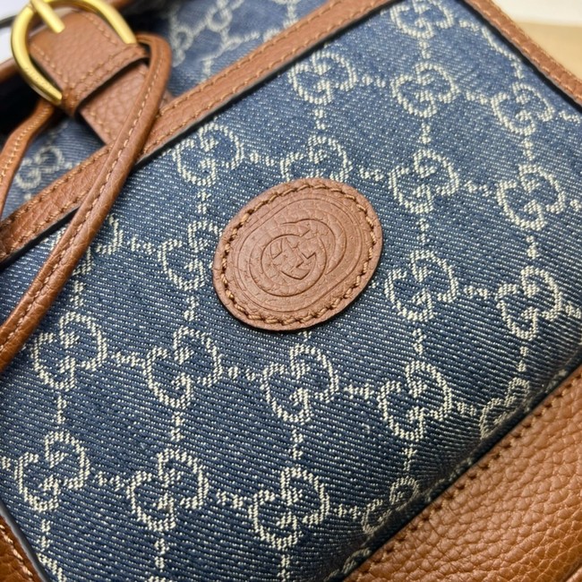 GUCCI Denim BACKPACK WITH INTERLOCKING G 674147 blue