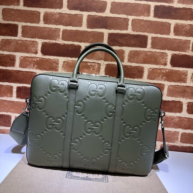 Gucci Jumbo GG Leather Briefcase 658573 green