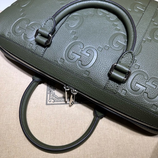 Gucci Jumbo GG Leather Briefcase 658573 green