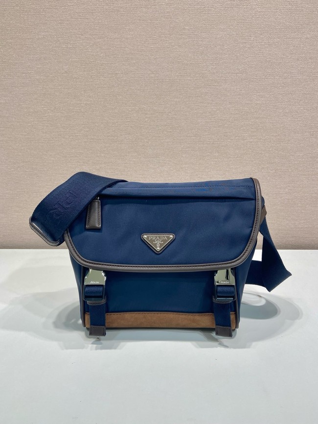 Prada Medium Re-Nylon and suede shoulder bag 2VD066 blue