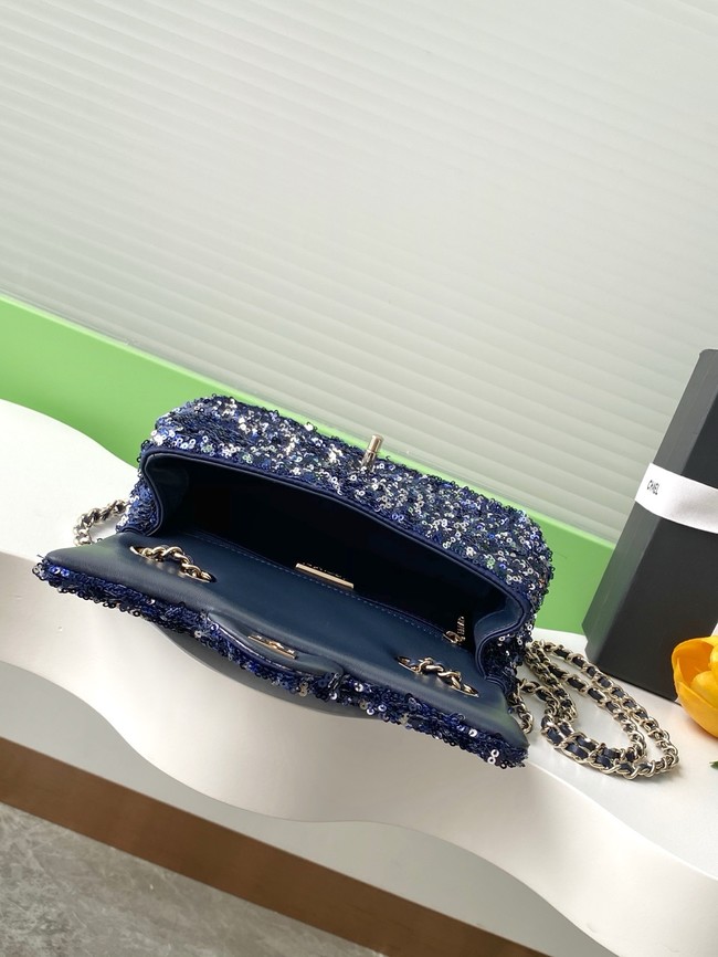 Chanel Fringed Sequins Flap Bag AS4561 dark blue