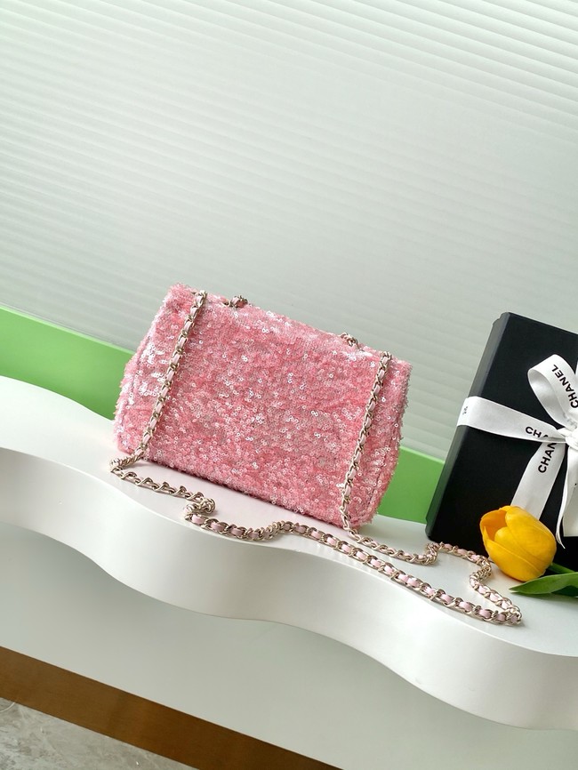 Chanel Fringed Sequins Flap Bag AS4561 pink