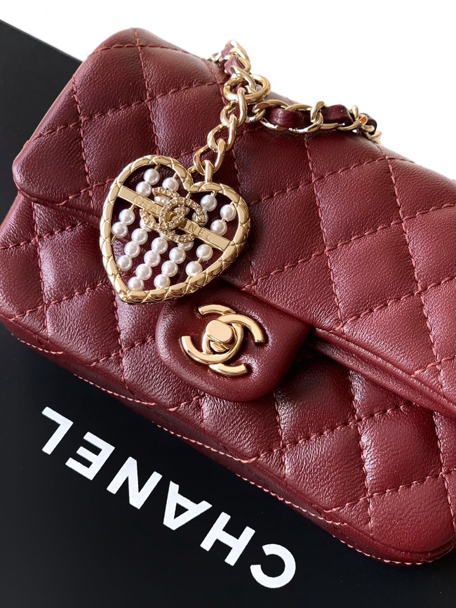 Chanel Classic Mini Bag with hook AP4760 burgundy