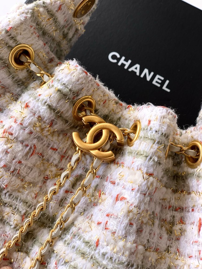 CHANEL 25 MINI HANDBAG Woolen tweed AS5631 Cream
