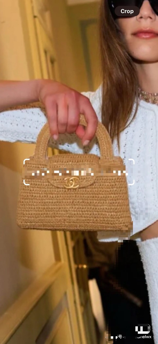 Chanel MINI Raffia SHOPPING BAG AS4416 Apricot