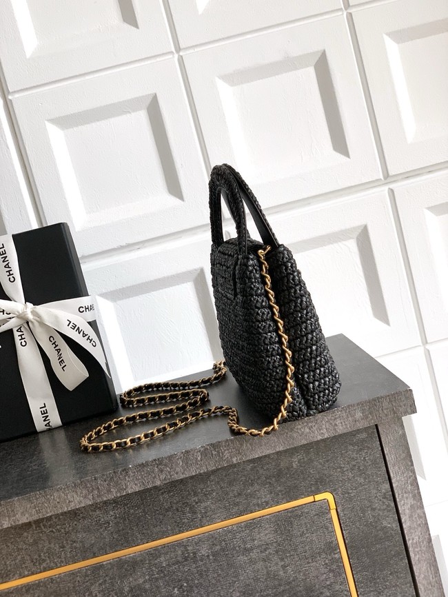 Chanel MINI Raffia SHOPPING BAG AS4416 black