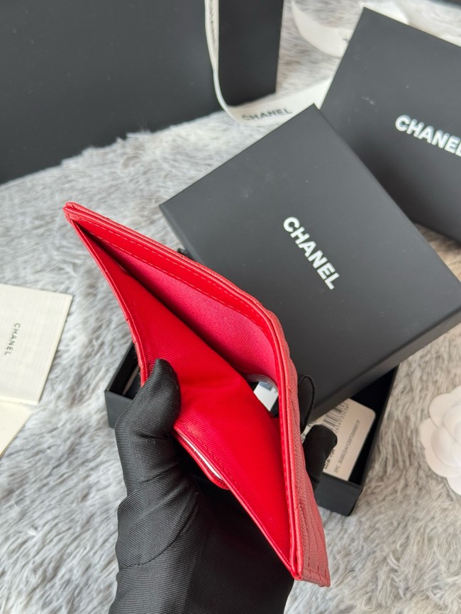 Chanel Leather Wallet A84058 red