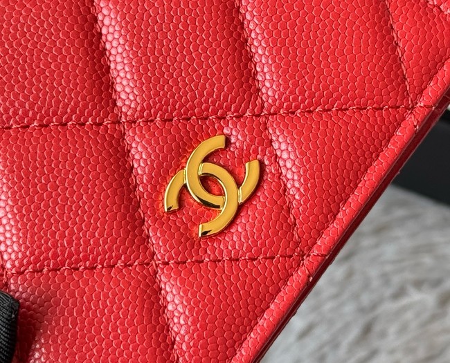 Chanel Leather Wallet A84058 red