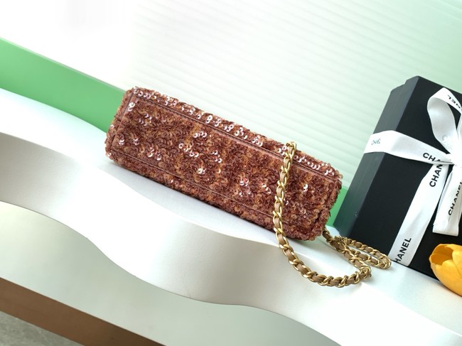 Chanel MINI Fringed Sequins SHOPPING BAG AS4416 Apricot