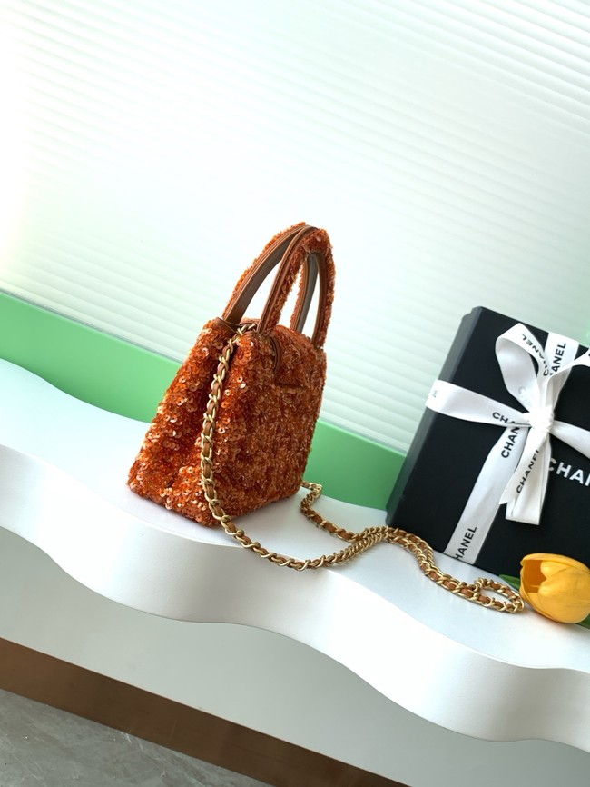 Chanel MINI Fringed Sequins SHOPPING BAG AS4416 orange