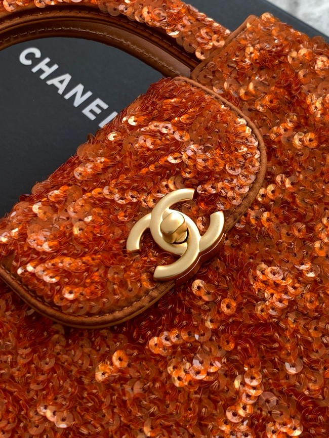 Chanel MINI Fringed Sequins SHOPPING BAG AS4416 orange