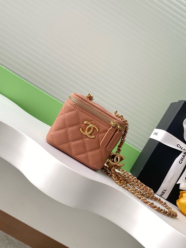 CHANEL Grained Calfskin Small Vanity with Chain AP3941 Camel