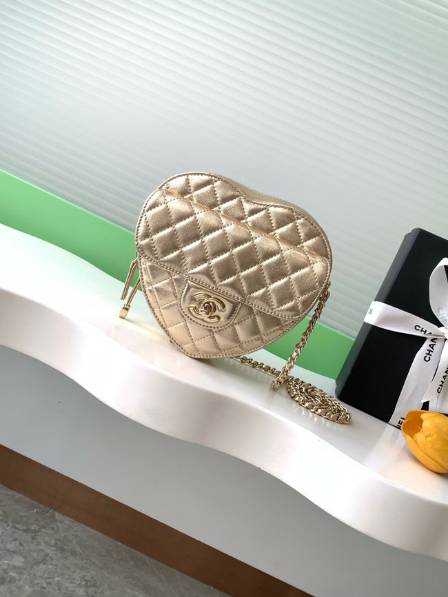 CHANEL Lambskin Heart Bag AS5764 Light gold