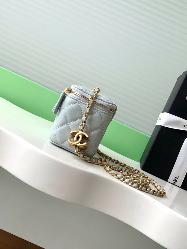 CHANEL Lambskin Small Vanity with Chain AP3941 Light blue