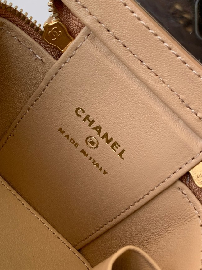 CHANEL Lambskin Small Vanity with Chain AP3941 Light tan