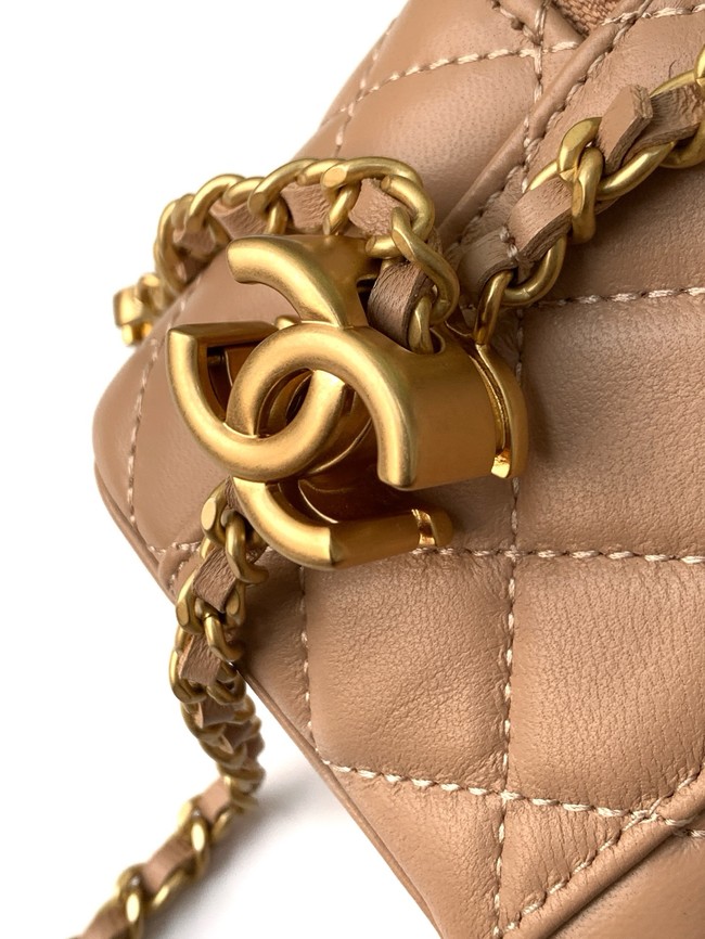 CHANEL Lambskin Small Vanity with Chain AP3941 Light tan