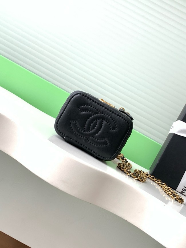 CHANEL Lambskin Small Vanity with Chain AP3941 black