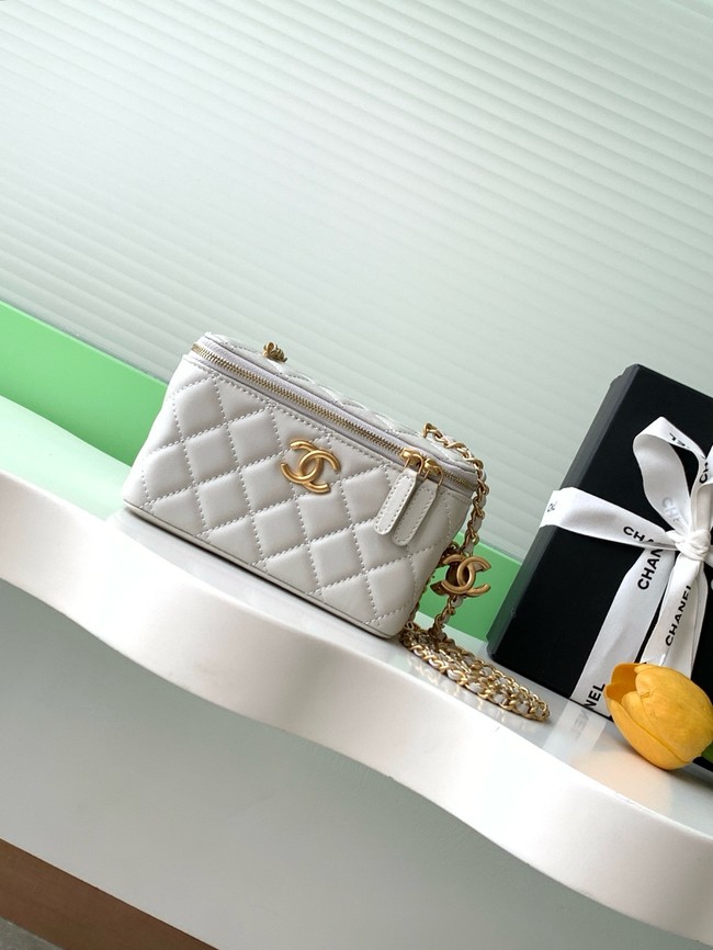 CHANEL Lambskin Vanity with Chain AP3940 Light Grey