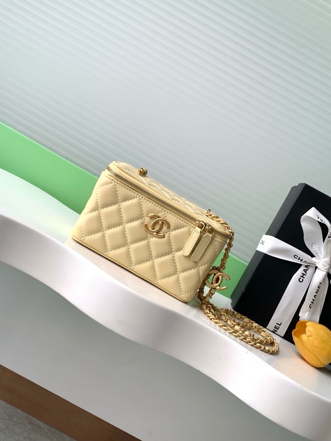 CHANEL Lambskin Vanity with Chain AP3940 yellow