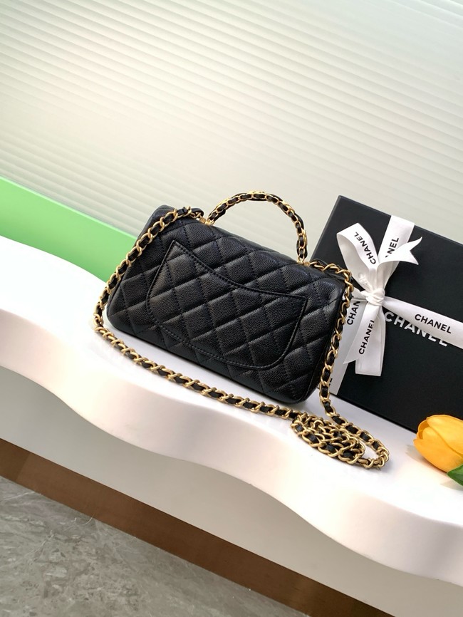 CHANEL Mini Flap Bag with Top Handle AS5701 black