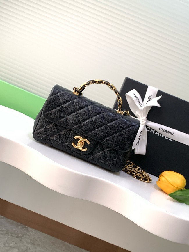 CHANEL Mini Flap Bag with Top Handle AS5701 black