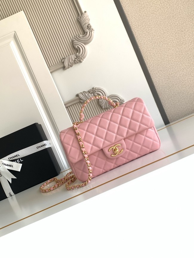 CHANEL Mini Flap Bag with Top Handle AS5702 pink