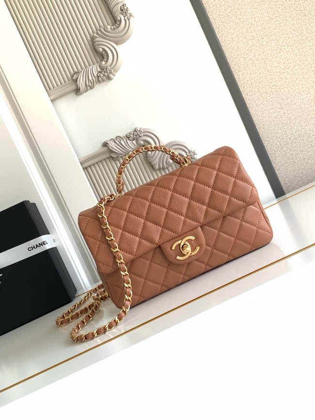 CHANEL Mini Flap Bag with Top Handle AS5702 Camel