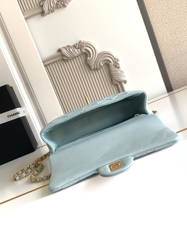 CHANEL Mini Flap Bag with Top Handle AS5702 light blue