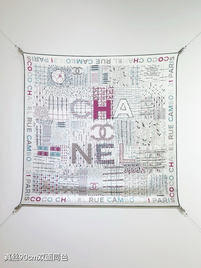 Chanel Square Scarf Silk Jacquard XT289