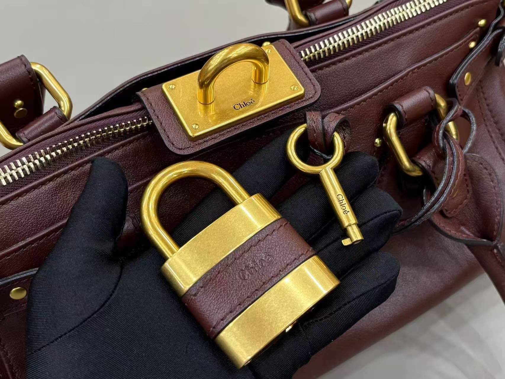 Chloe Original Leather Handle Bag C63202 Coffee Brown