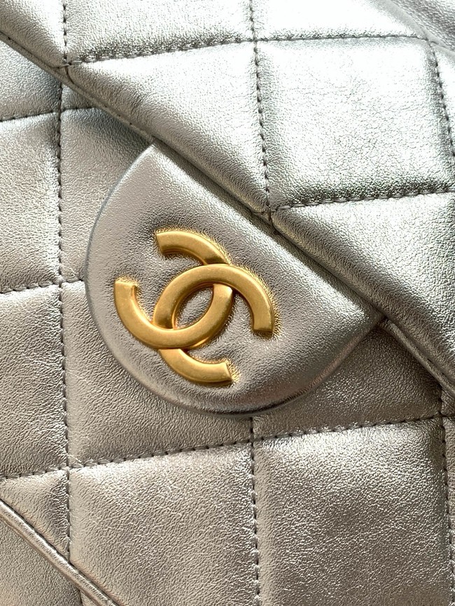 Chanel Backpack Calfskin & Gold Metal AS5793 Silver