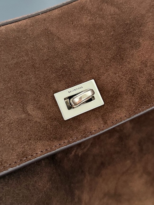 Balenciaga Rodeo Handbag Large suede calfskin 795458 Coffee