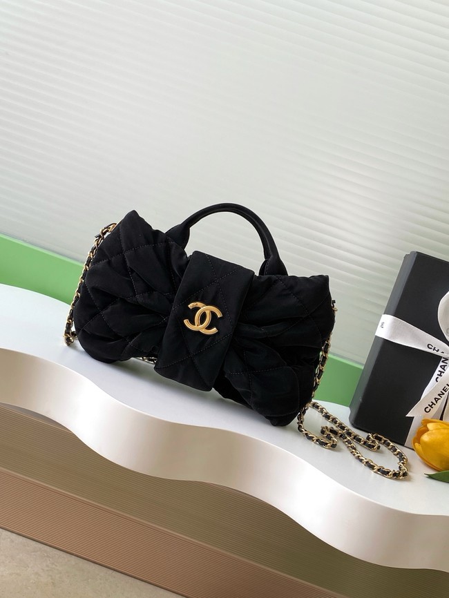 Chanel Velvet-Effect Nylon Mini Bow Bag AS5849 black