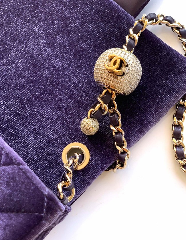 Chanel Mini Classic Handbag velvet AS1786 Purple