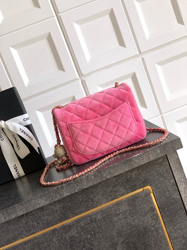 Chanel Mini Classic Handbag velvet AS1786 pink