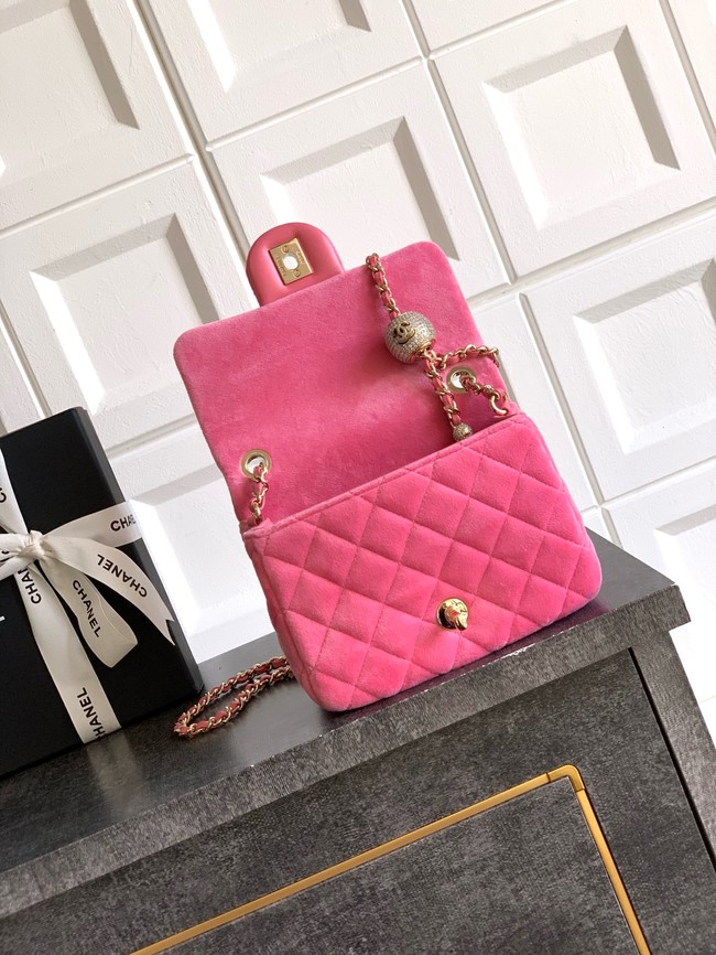Chanel Mini Classic Handbag velvet AS1786 pink