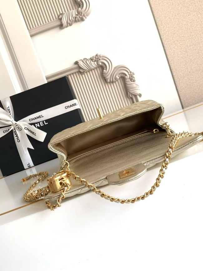 CHANEL small Flap Bag AS5756 light gold