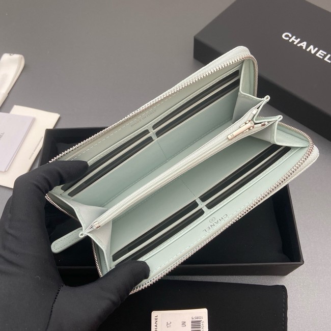 Chanel Classic Zipped Wallet 3726 light blue