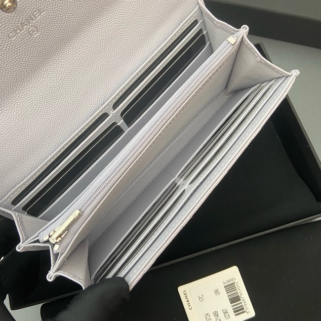 Chanel Long Flap Wallet AP3724 light gray
