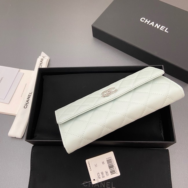 Chanel Long Flap Wallet AP3724 light blue